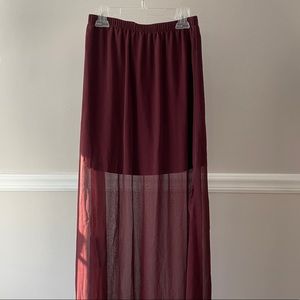 Maroon maxi skirt